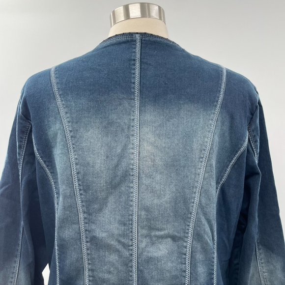 Reba Womens Blue Embellished Embroidered Studded Denim Jean Jacket  Size XL - Picture 8 of 12